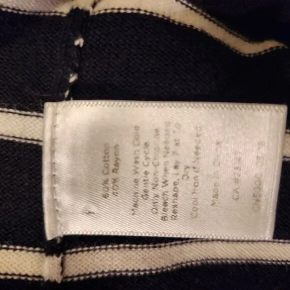 Talbots Smart Striped Corgi Sweater, Navy + White, Back Buttons, British, Sz M - Picture 8 of 9